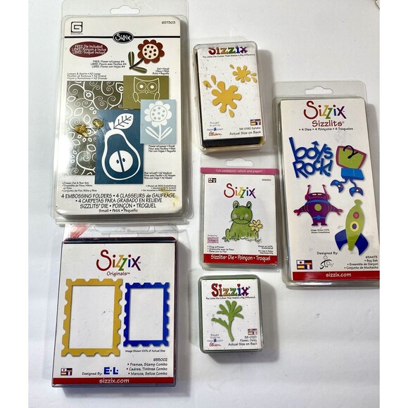 Sizzix Cut Out Frog Boys Rock Owl Leaves Pear Flower Splate Ellison Lot of 6 - Picture 1 of 6